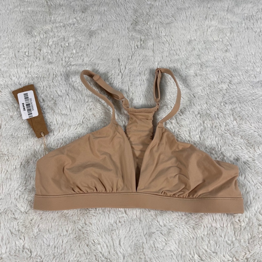 SKIMS Fits Everybody Racerback Plunge Bralette Clay PL-PLG-7621W Small NEW Light